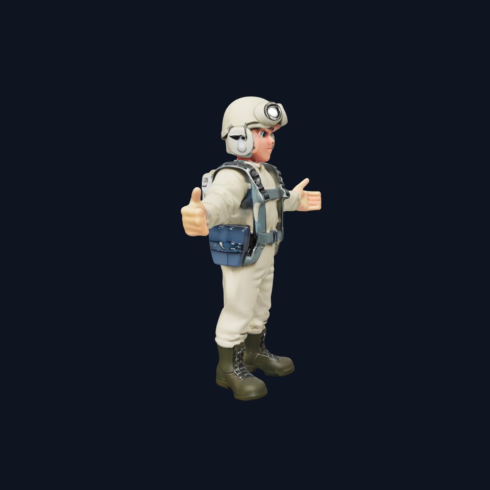 Cartoon Pilot Character Rigged and Animated Model for Games